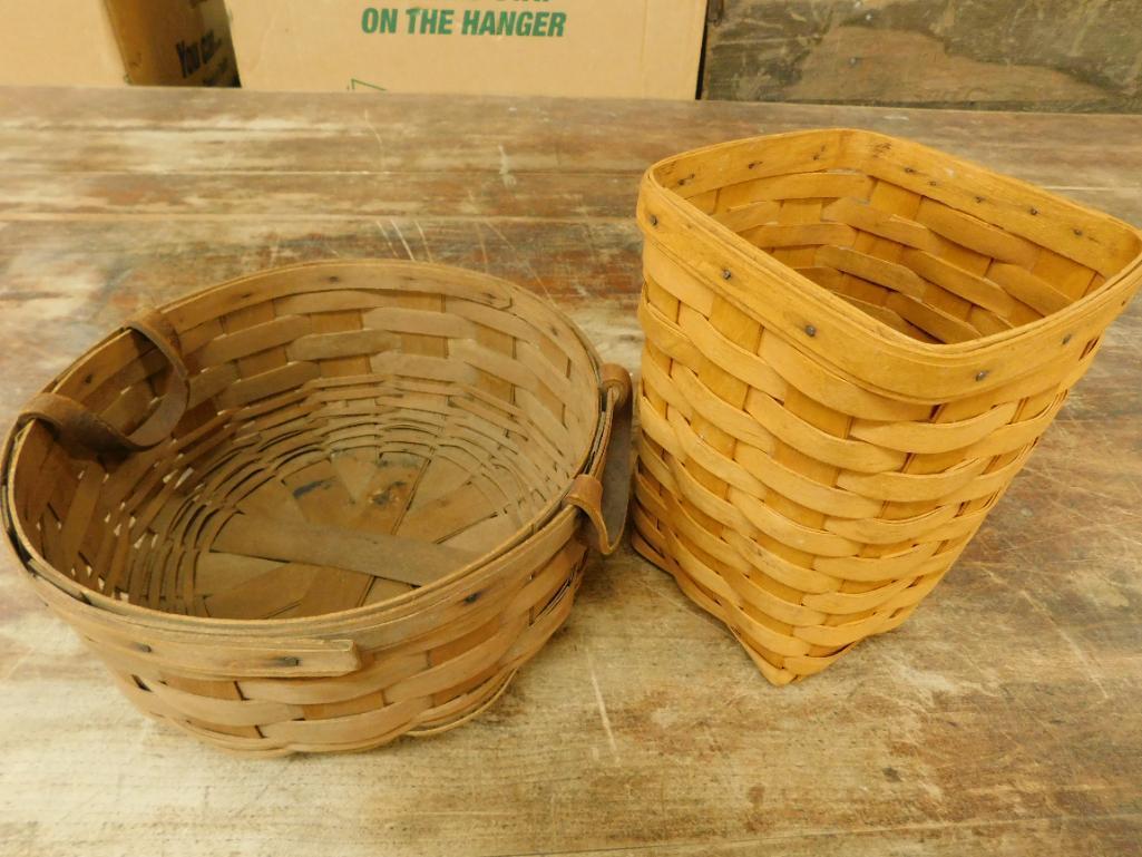 Pair of Longaberger Baskets - 5" x 10" and 8" x 6.5" x 6.5"