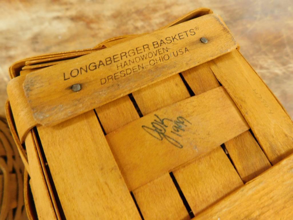 Pair of Longaberger Baskets - 5" x 10" and 8" x 6.5" x 6.5"