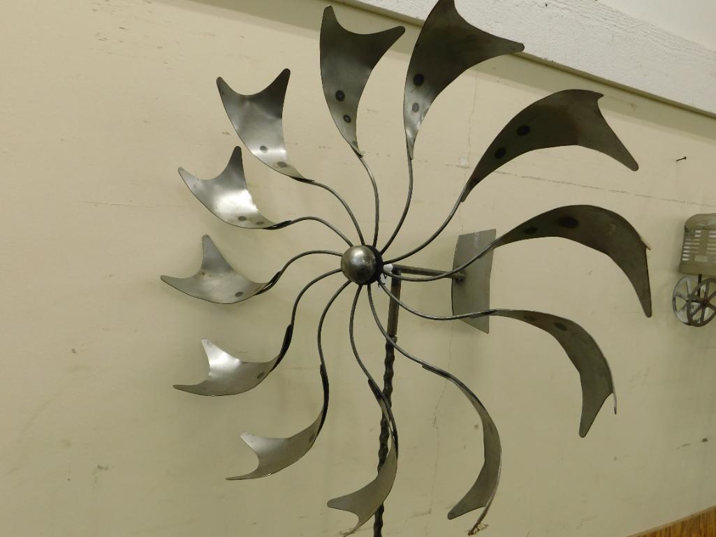 Single Wheel Whirligig with Post - 70" x 21" x 21"