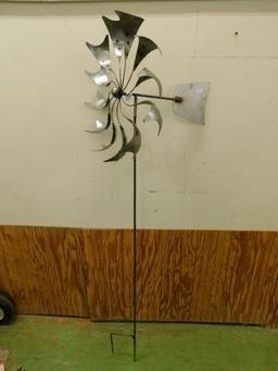 Single Wheel Whirligig with Post - 70" x 21" x 21"