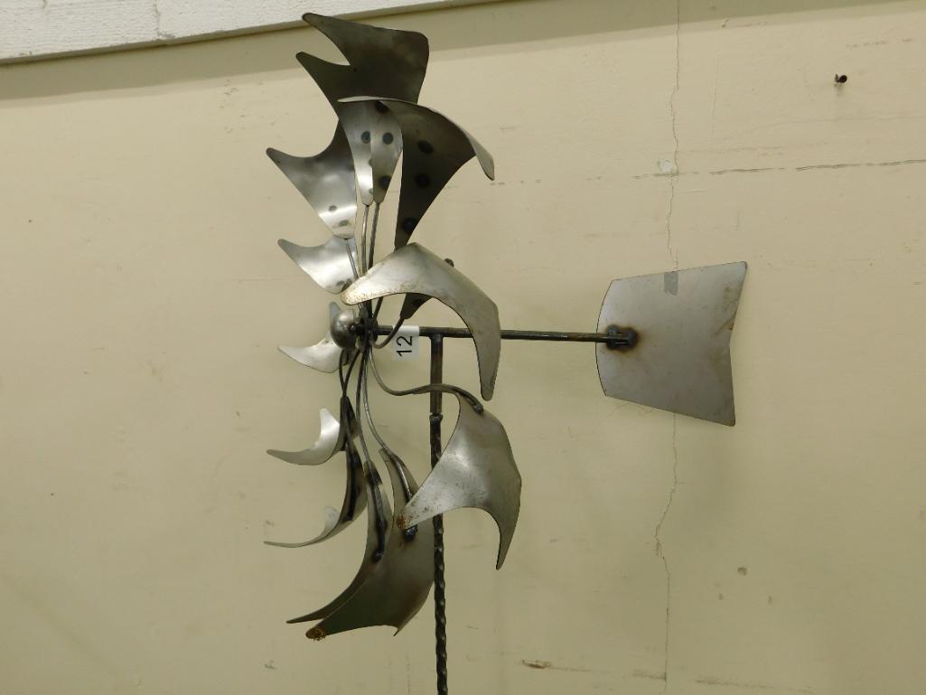 Single Wheel Whirligig with Post - 70" x 21" x 21"