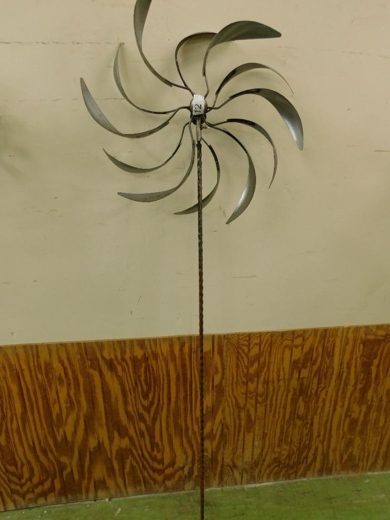 Double Wheel Whirligig with Post - 70" x 21" x 8"