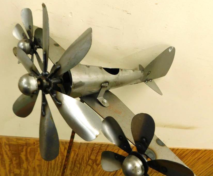 Airplane Whirligig with Post - 65" x 24" x 22"