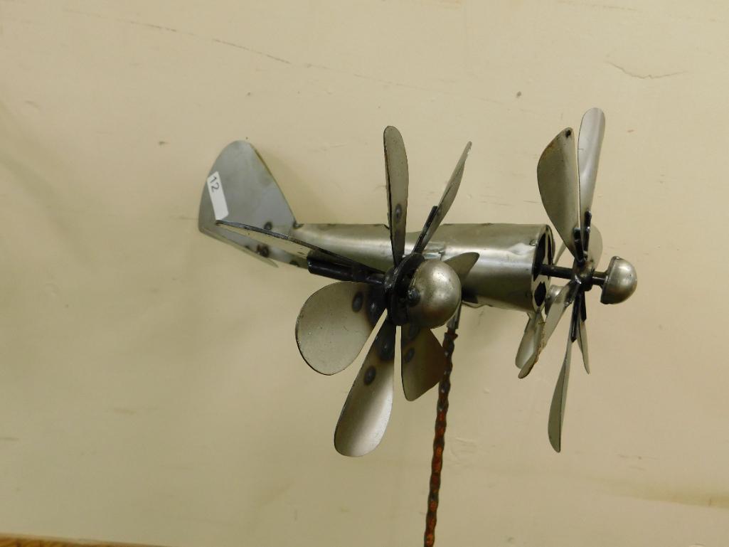 Airplane Whirligig with Post - 65" x 24" x 22"