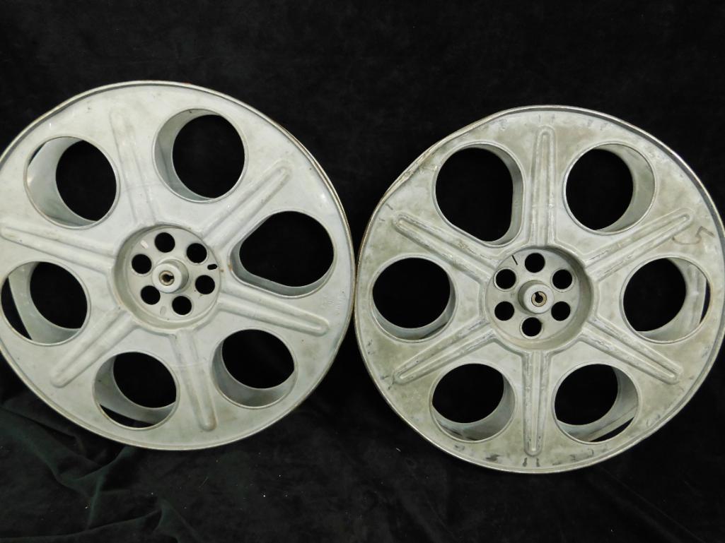 Pair of Vintage Film Reels - Each 2" x 14.5"