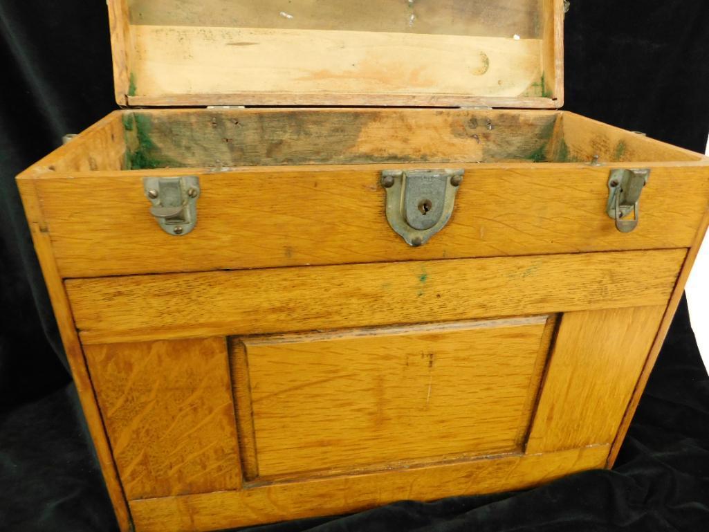 Vintage Machinists Wood Tool Chest - Galvanized Drawer Bottoms - Felt Missing