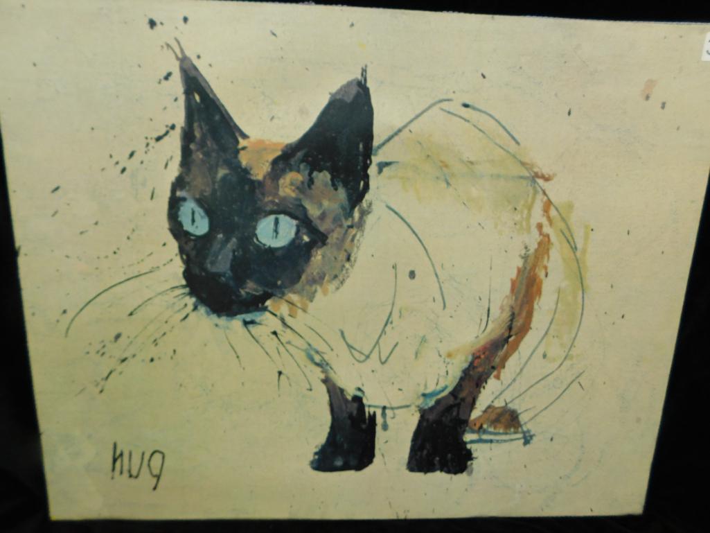 Oil on Canvas - Signed Hug - Siamese Cat - 22" x 28"