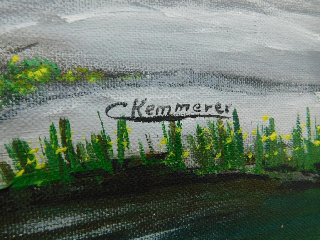 Oil on Board - Signed C Kemmerer - Water Mill - 25.5" x 35.5"