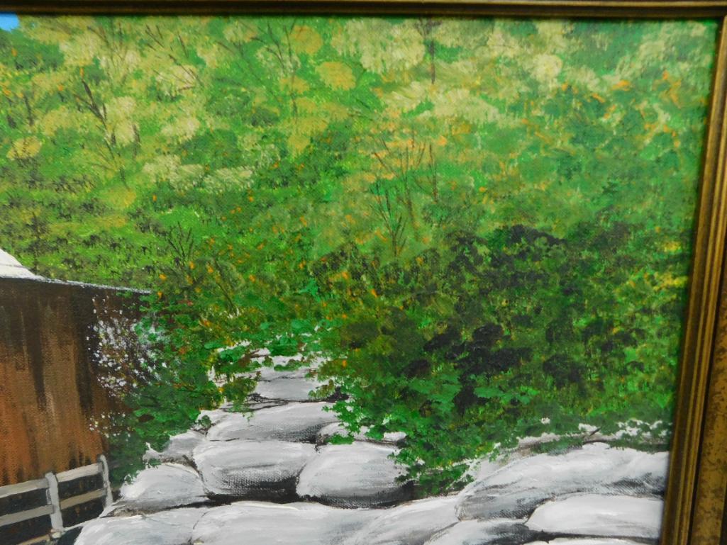 Oil on Board - Signed C Kemmerer - Water Mill - 25.5" x 35.5"