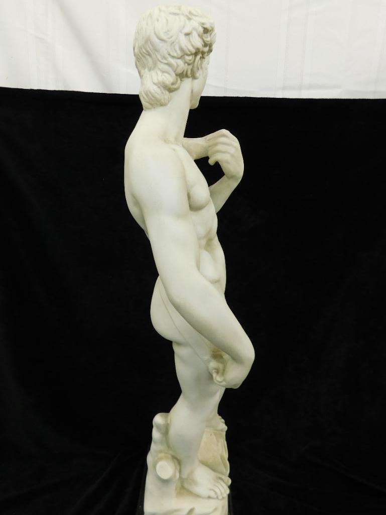 Resin "Statue of David" - Signed - Wood Base - 31.5" x 10" x 7"