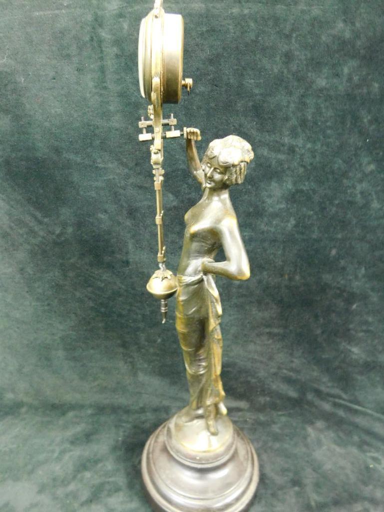 Vintage Gravity Clock - Nude - AS IS - Needs Some TLC - 14.5" x 4.5"