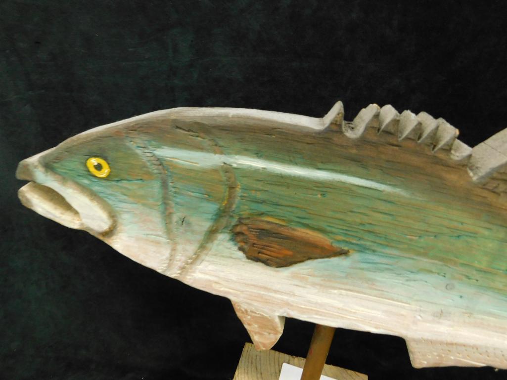 Modern Carved and Painted Fish Figure - 15" x 26" x 6"