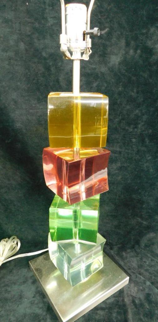 Modern Lucite / Acrylic Table Lamp - Multi Colors - 32" x 7" x 7"