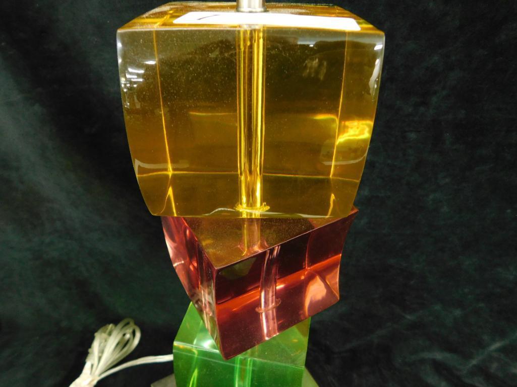 Modern Lucite / Acrylic Table Lamp - Multi Colors - 32" x 7" x 7"