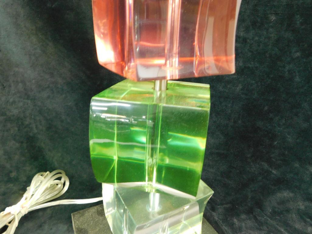 Modern Lucite / Acrylic Table Lamp - Multi Colors - 32" x 7" x 7"