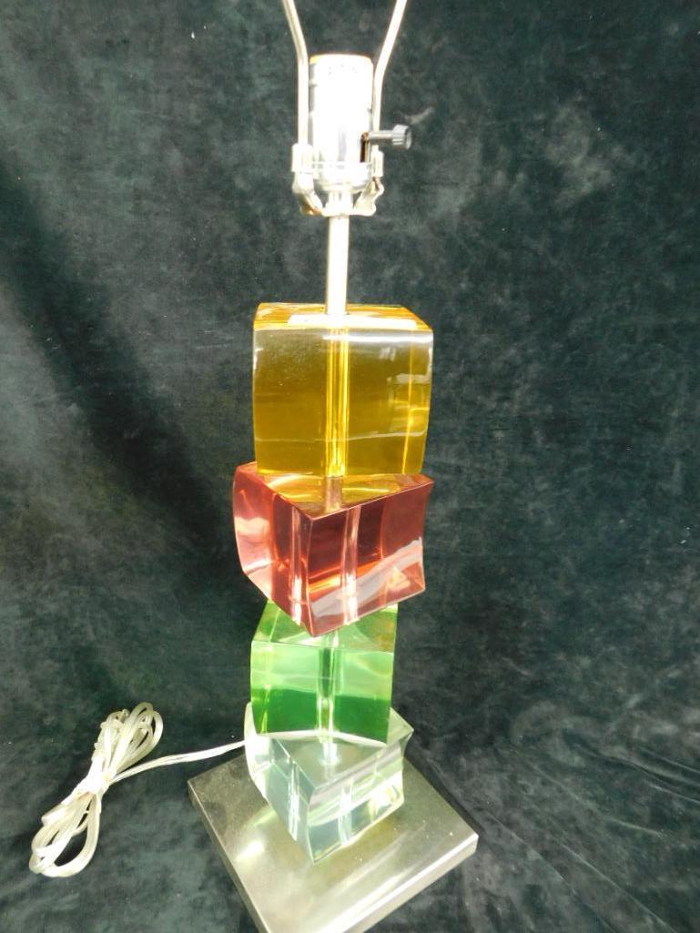 Modern Lucite / Acrylic Table Lamp - Multi Colors - 32" x 7" x 7"