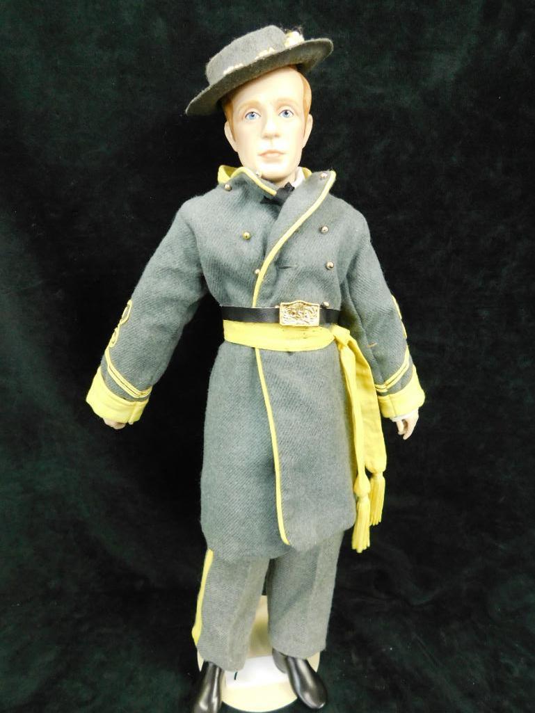 Modern Confederate Soldier Doll - Porcelain Face - Stand - 20.5" Tall