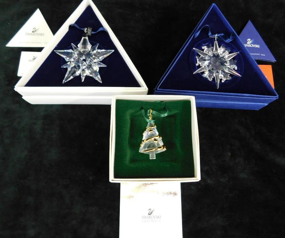 Group of 3 Swarovski Christmas Ornaments - 2001 and 2002 Snowflake