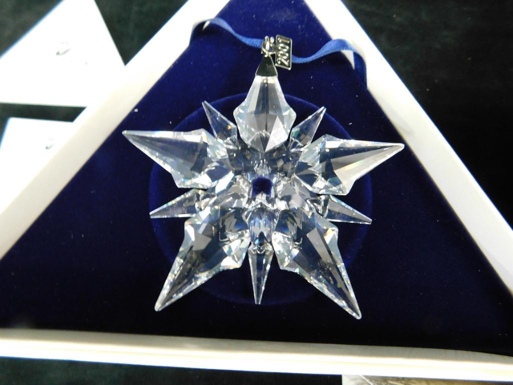 Group of 3 Swarovski Christmas Ornaments - 2001 and 2002 Snowflake