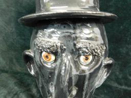 Southern Folk Art Pottery - Billy Joe Craven - Top Hatted Head - 14.5" x 7.5"