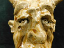 Southern Folk Art Pottery - Tim Whitten - Ugly Face Jug - 12" x 6.5"