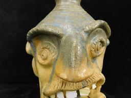 Southern Folk Art Pottery - Stanley Furguson - Ugly Face Jug - 10" x 7"