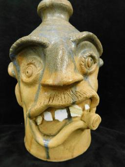 Southern Folk Art Pottery - Stanley Furguson - Ugly Face Jug - 10" x 7"