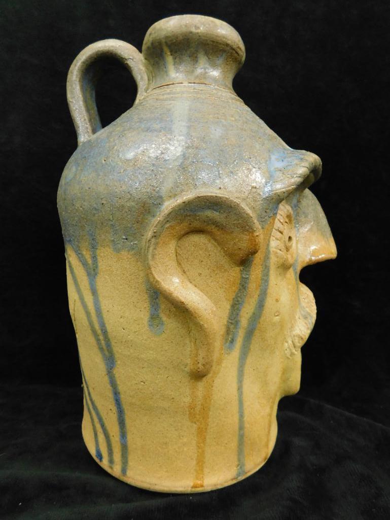 Southern Folk Art Pottery - Stanley Furguson - Ugly Face Jug - 10" x 7"