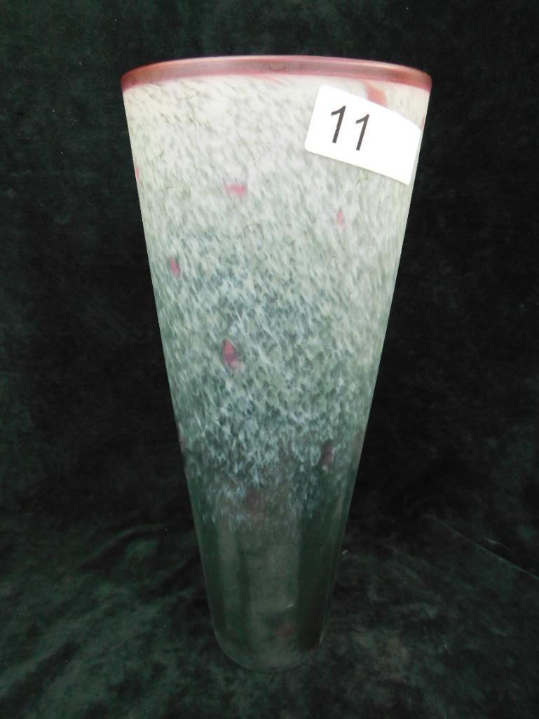 Signed CB Glass - Studio Art Glass Vase - 15.5" x 6" x 5"