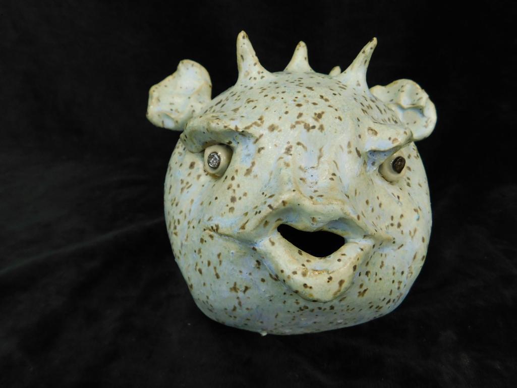 Southern Folk Art Pottery - Tim Whitten - Puffer Fish - 5.25" x 6.5" x 8.5"