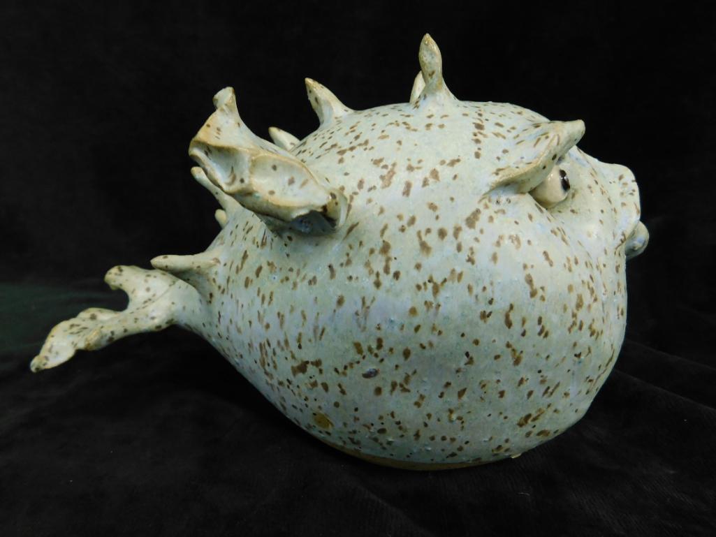 Southern Folk Art Pottery - Tim Whitten - Puffer Fish - 5.25" x 6.5" x 8.5"