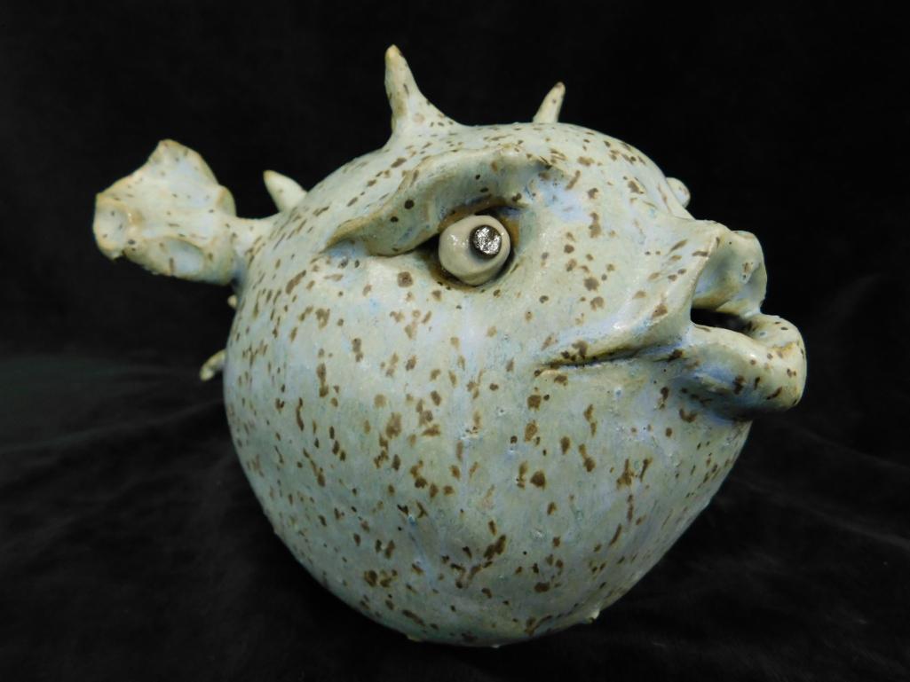 Southern Folk Art Pottery - Tim Whitten - Puffer Fish - 5.25" x 6.5" x 8.5"