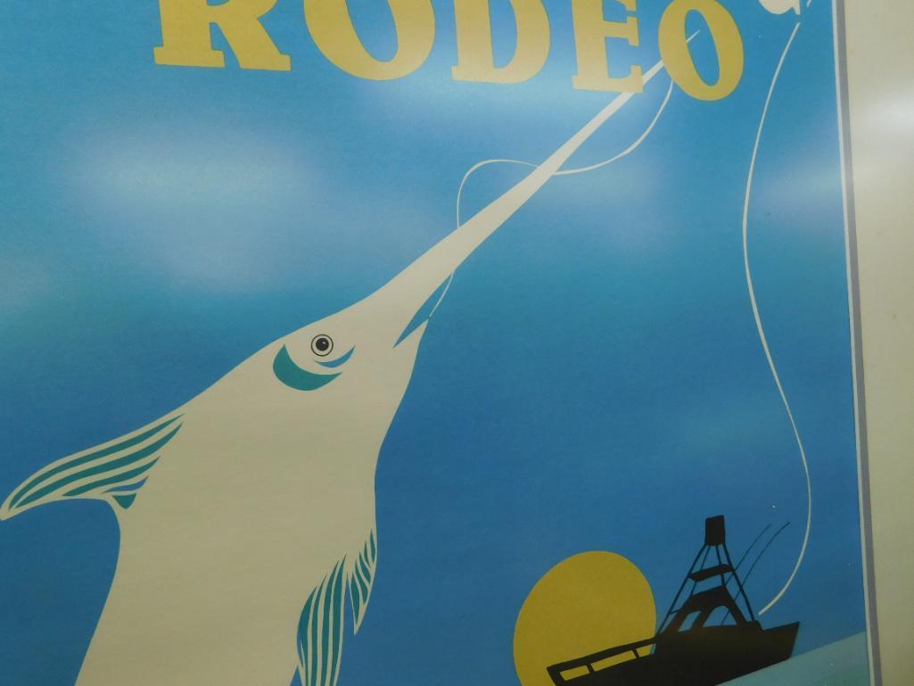 1982 Destin Fishing Rodeo Poster - Signed D. Hart - Framed - 31" x 25" - 10/500