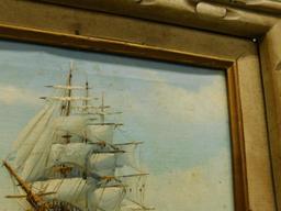 Framed Oil on Canvas - Signed Jackson - Sailing Ship - 13" x 15"