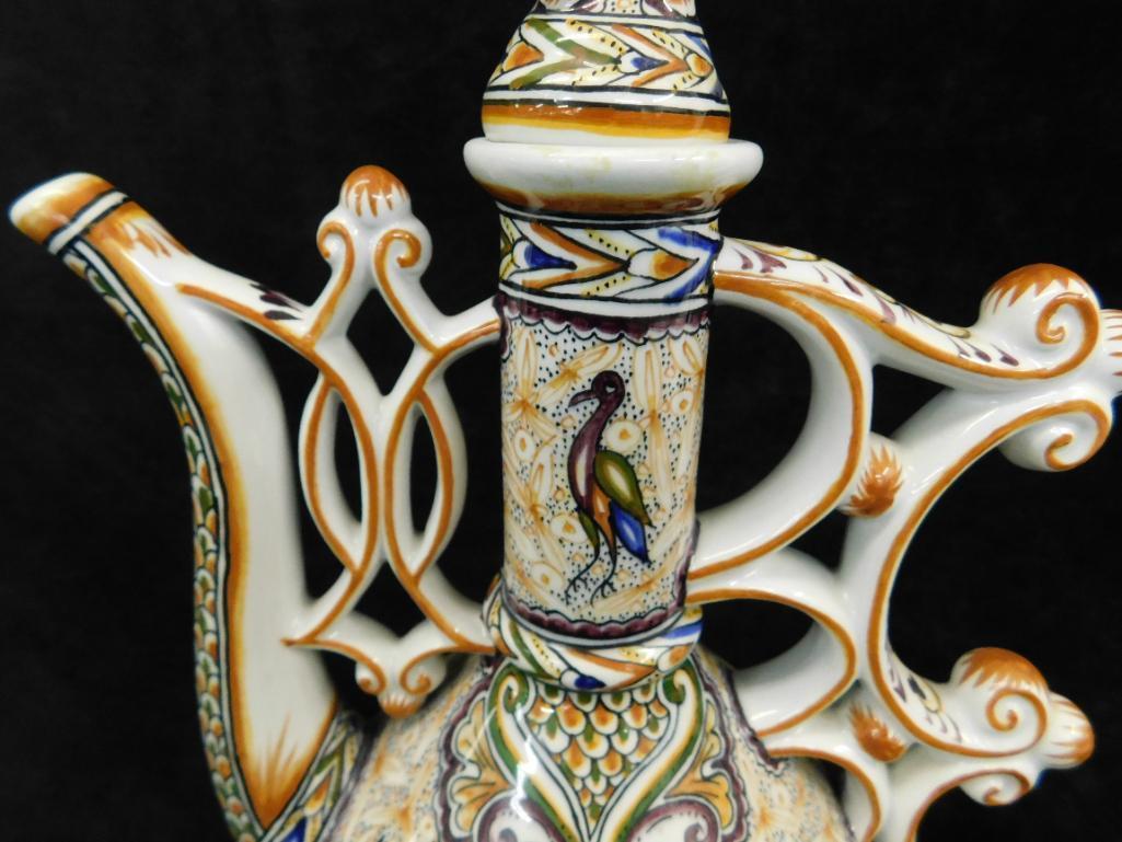 "Ceramica Conimbriga" - Portugal - Hand Made Porcelain Pitcher/Coffee Pot with Stopper