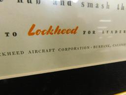 Framed Vintage Advertising - Lockheed - WW2 - From Walt Disney Production