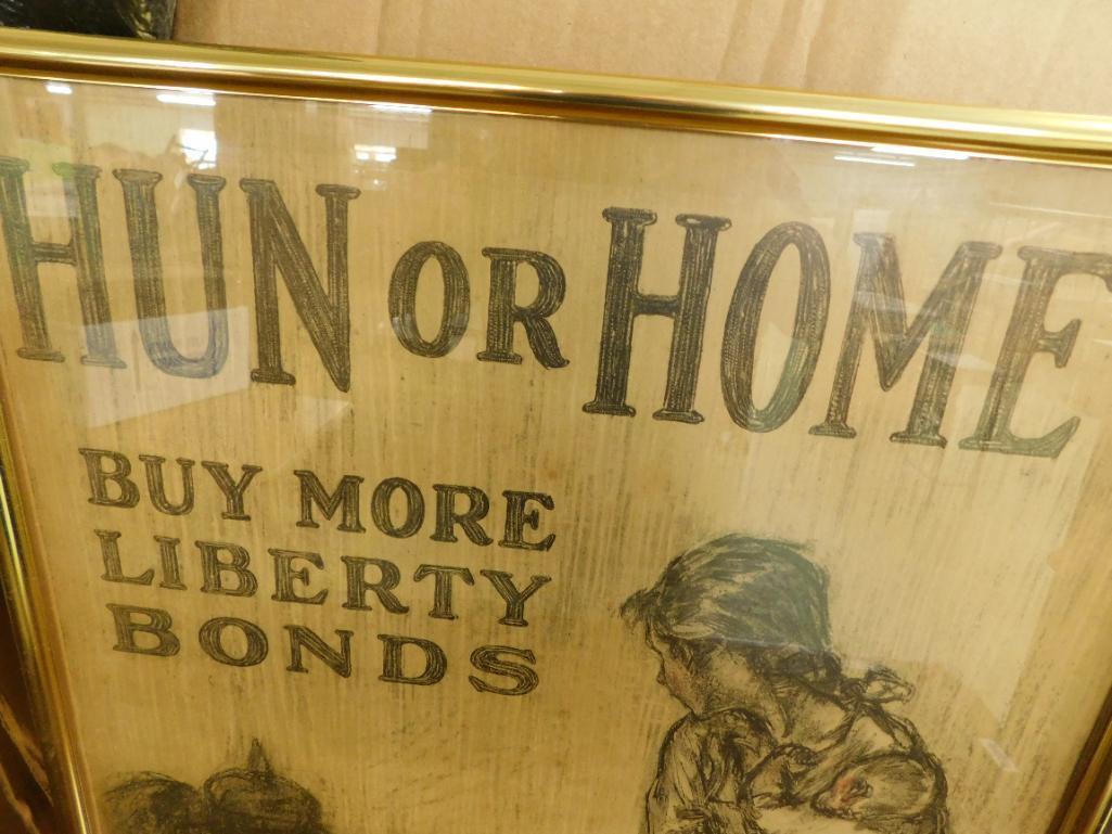 Vintage "Buy Bonds" Poster - "Hun or Home?" - Henry Raleigh - 30.5" x 20.5"