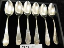 Sterling Silver - 6 Matching Teaspoons - 123.0 Grams
