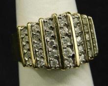 10K Yellow Gold - Ring - Size 8 - Clear Stones - 6.2 Grams TW