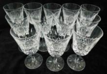 Waterford Crystal - Ireland - 12 Lismore Water Goblets - Each 7" x 3.5"