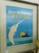 1982 Destin Fishing Rodeo Poster - Signed D. Hart - Framed - 31" x 25" - 10/500