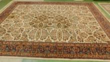 Ivory Sarouk - Karastan - Beige Navy Maroon - Room Size Rug