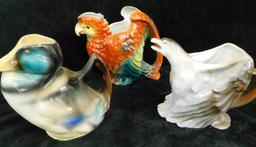 Royal Bayreuth Porcelain - Bavaria - 3 Pitcher / Creamers - Eagle - Duck - Parrot