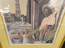 Pair of Pencil Signed Donald Roberts Prints - Charleston SC - Each 12" x 9.5"
