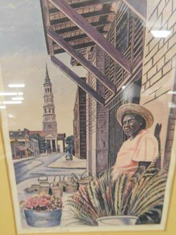 Pair of Pencil Signed Donald Roberts Prints - Charleston SC - Each 12" x 9.5"