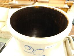 20 Gallon Red Wing Lily Pattern Cobalt Decorated Crock -no chips or cracks 22.5" tall x 18" diameter