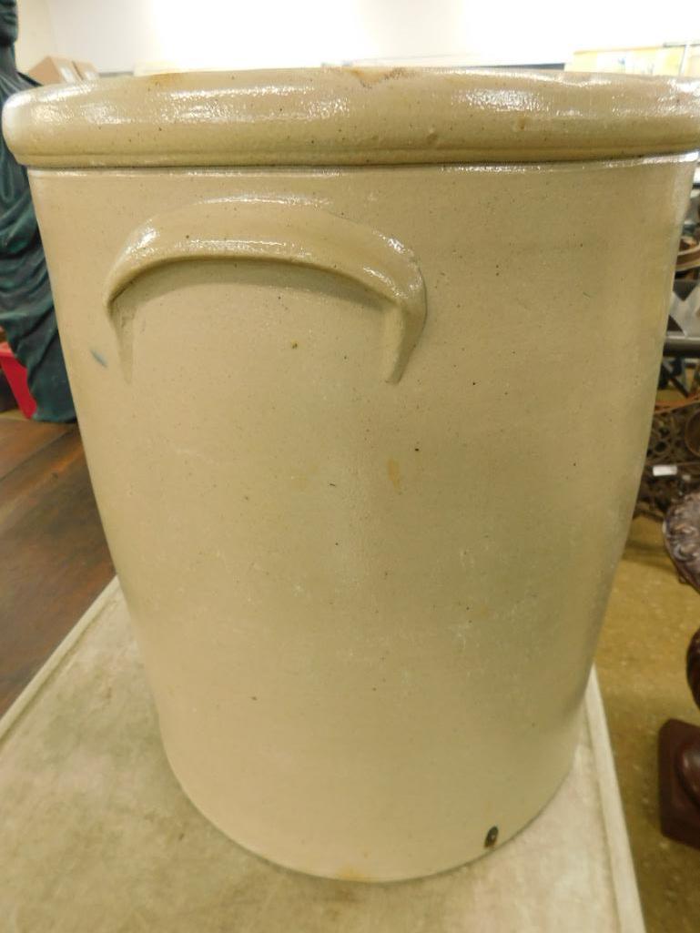 20 Gallon Red Wing Lily Pattern Cobalt Decorated Crock -no chips or cracks 22.5" tall x 18" diameter