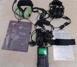 3 Sets Of Flight Headsets - All Working - 1-David Clarck Co. - 2-ASA - Plus Extras