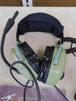 3 Sets Of Flight Headsets - All Working - 1-David Clarck Co. - 2-ASA - Plus Extras
