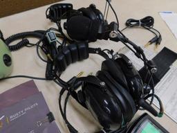 3 Sets Of Flight Headsets - All Working - 1-David Clarck Co. - 2-ASA - Plus Extras